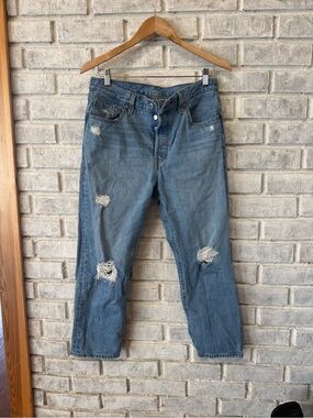 501 Levi's Men's Relaxed Distressed Denim Jeans - Light Blue 29x26